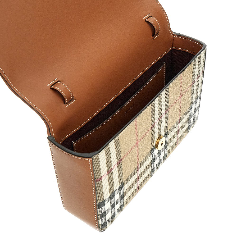 Check coated canvas clutch