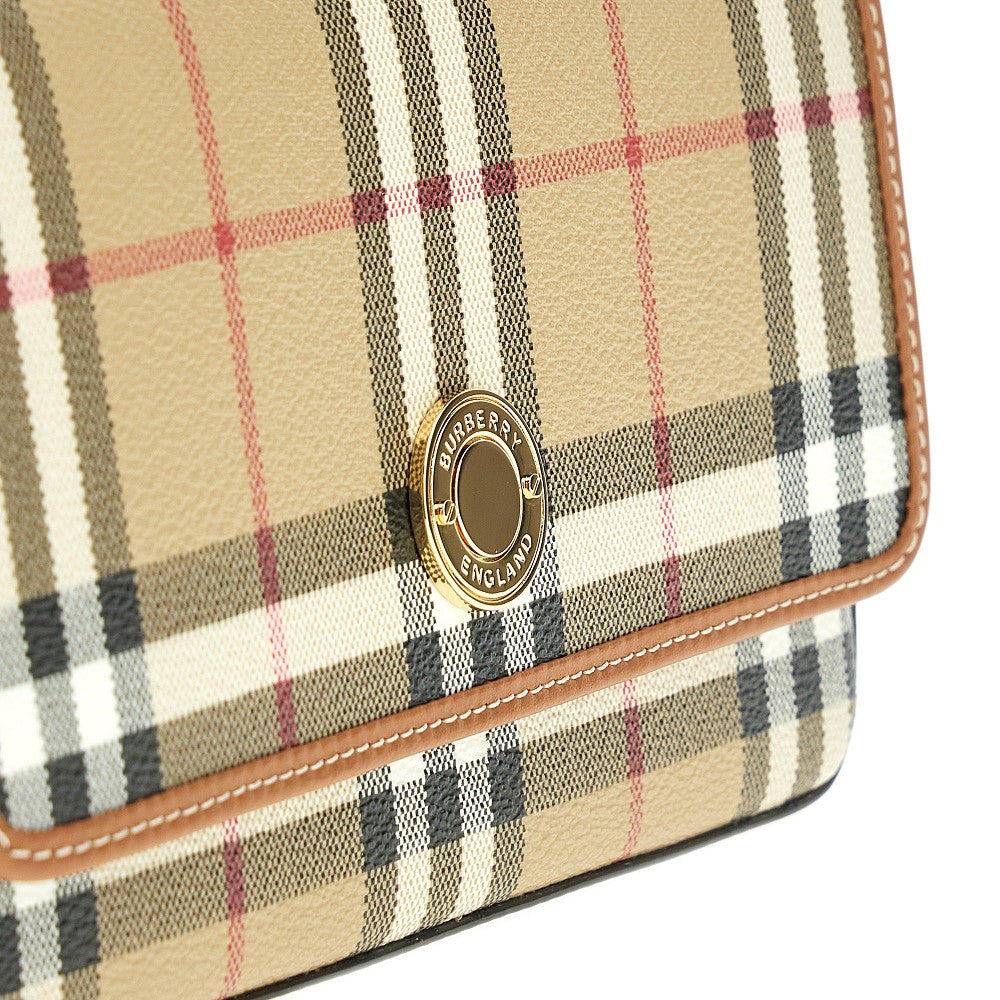 Check coated canvas clutch