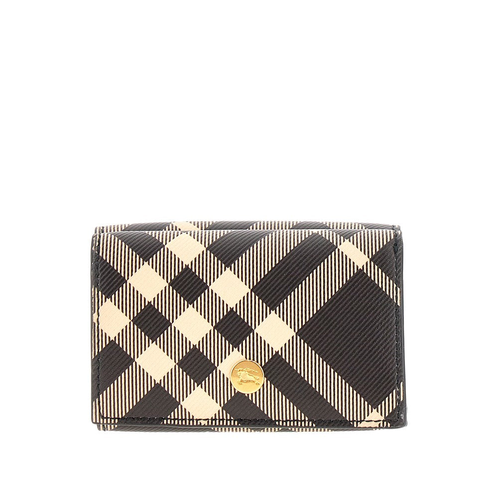 Check coated fabric compact wallet