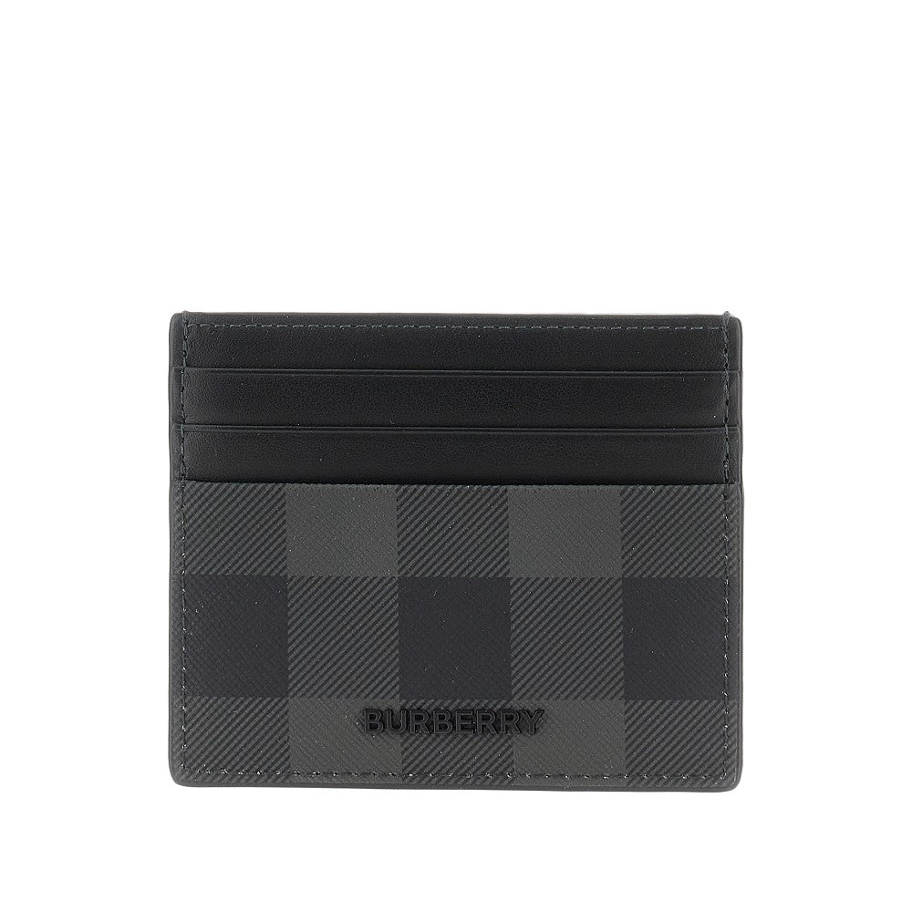 Check faux leather cardholder