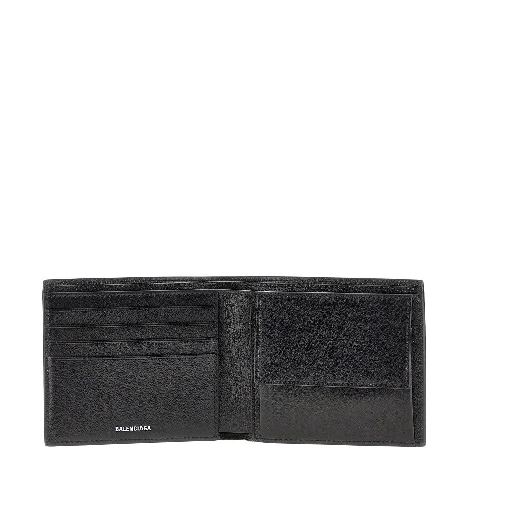 Portafoglio bi-fold in pelle martellata