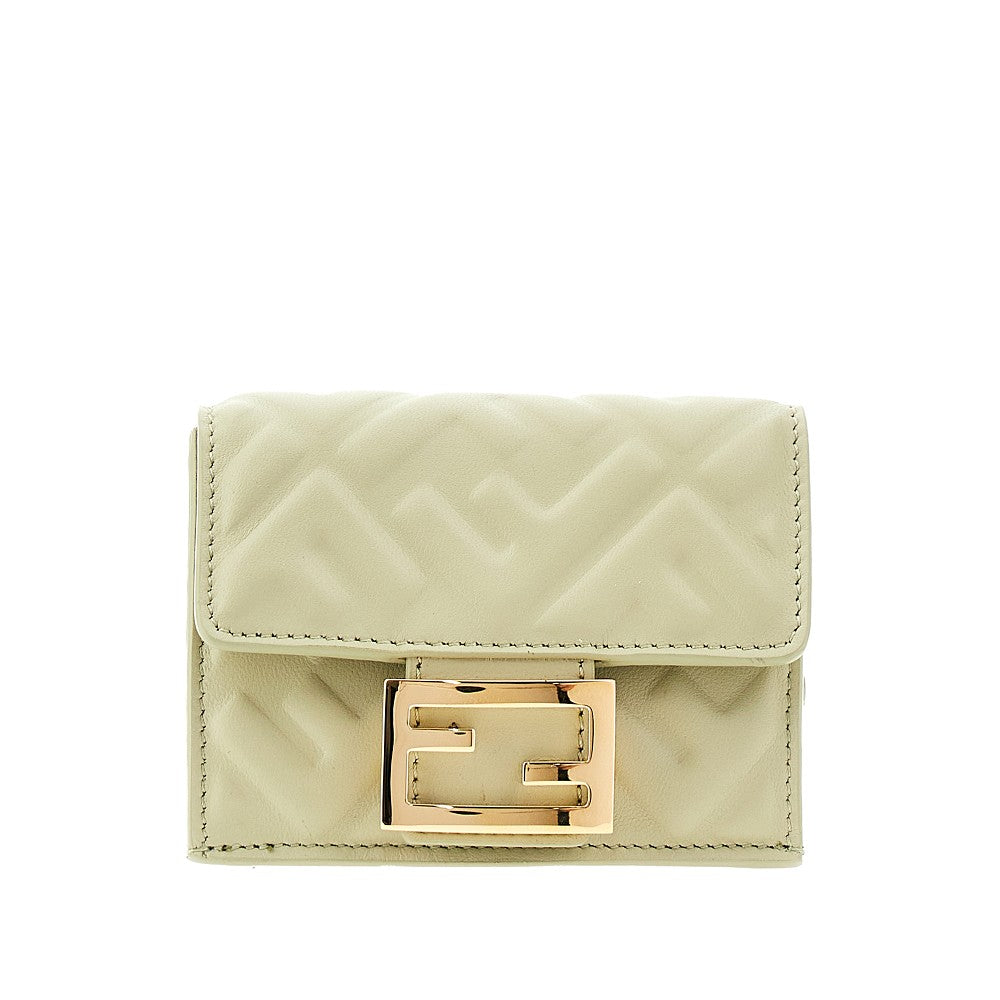 Nappa leather micro trifold Baguette wallet