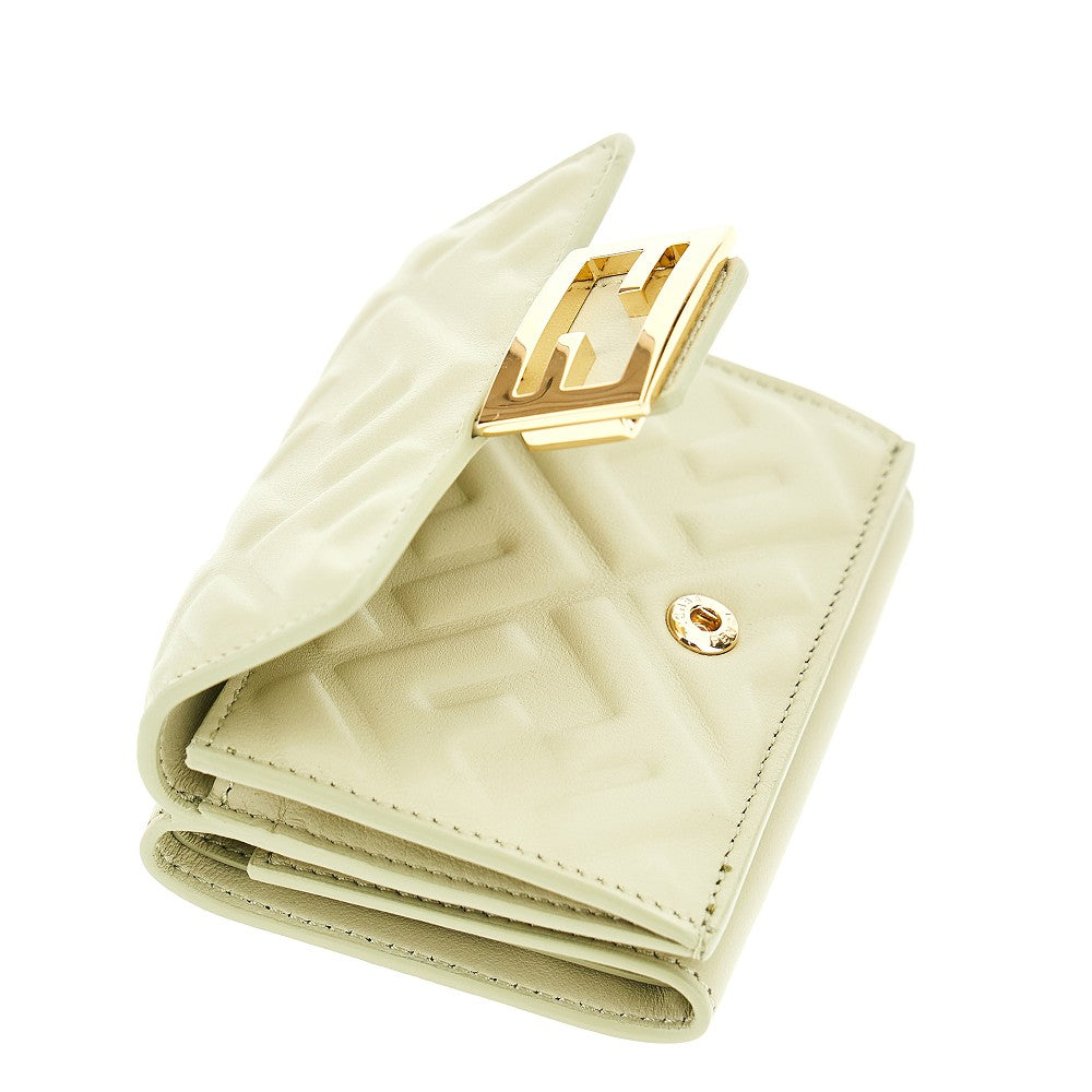 Nappa leather micro trifold Baguette wallet