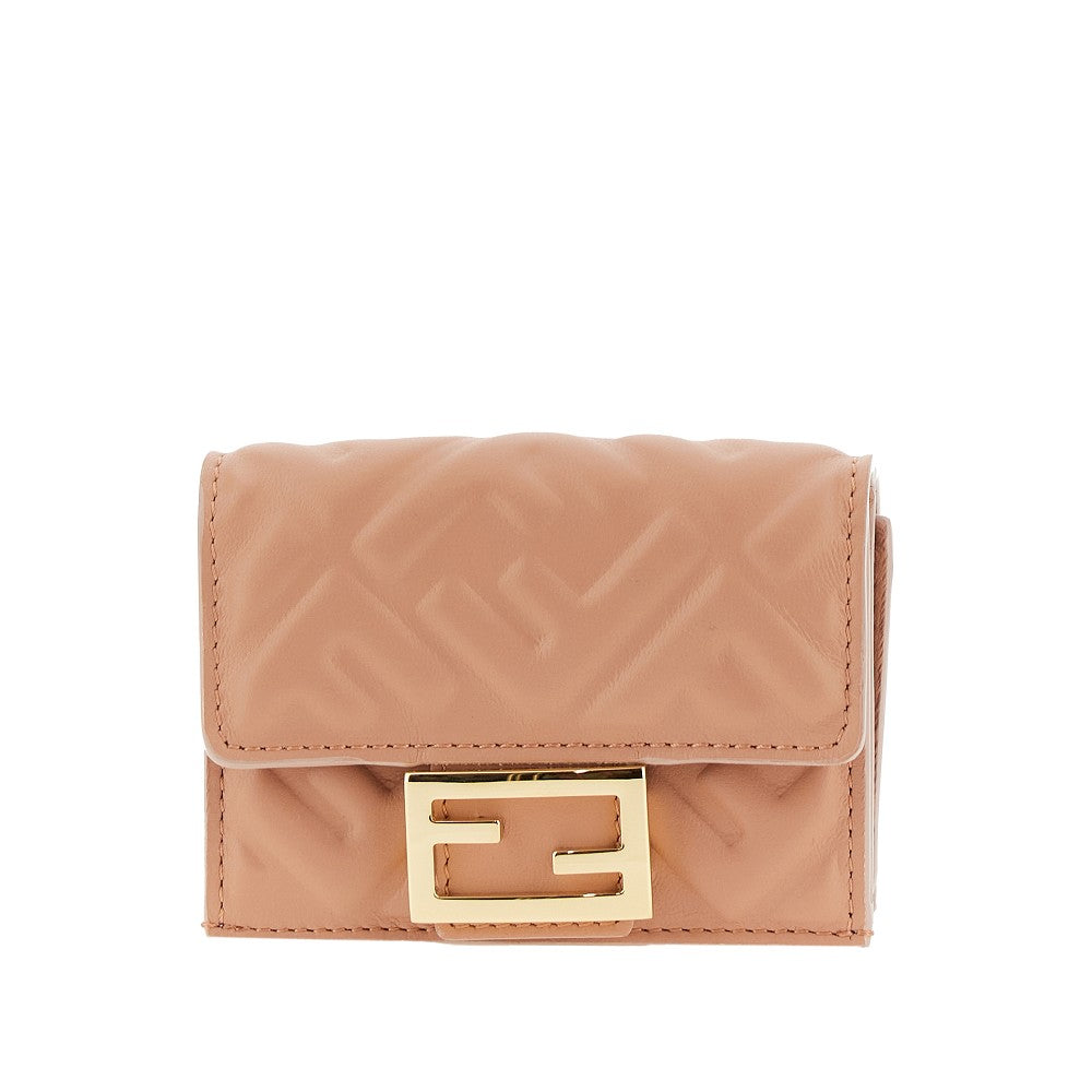 Nappa leather micro trifold Baguette wallet