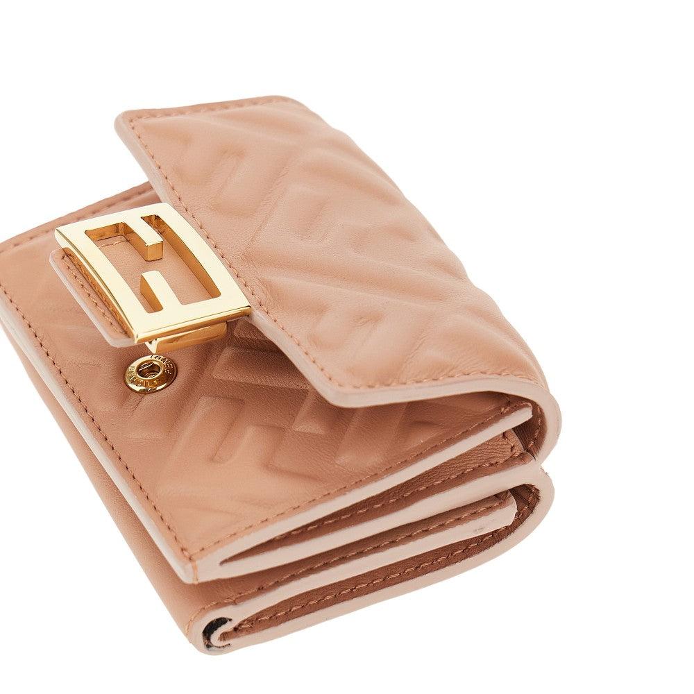 Nappa leather micro trifold Baguette wallet