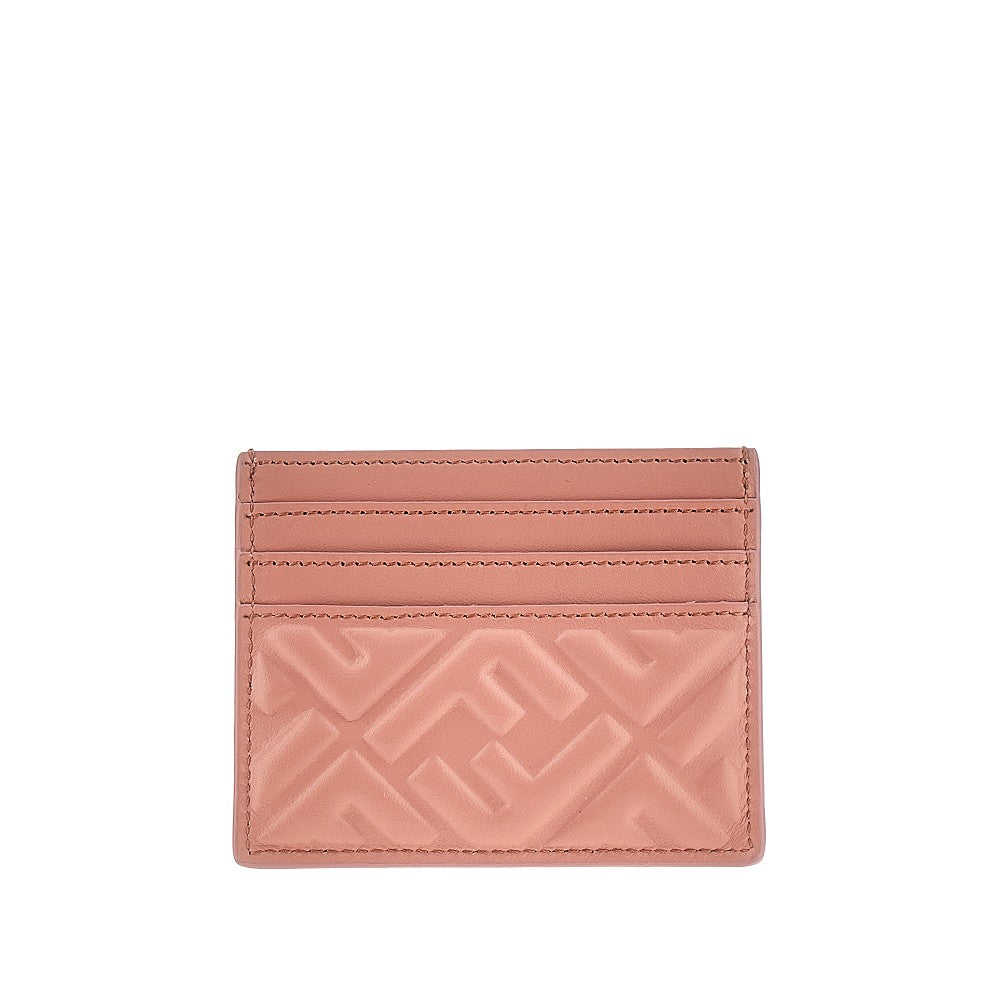 Leather cardholder with embossed FF motif.