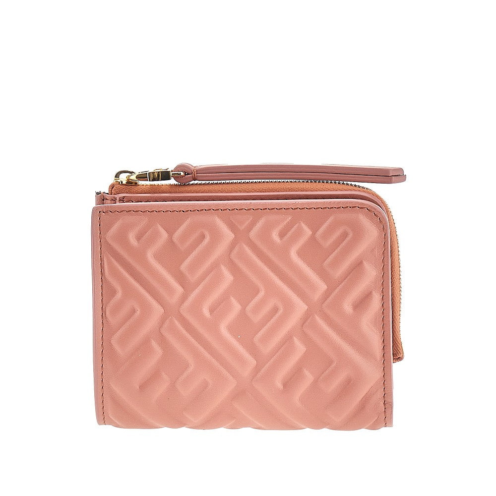 Leather bi-fold wallet with FF motif