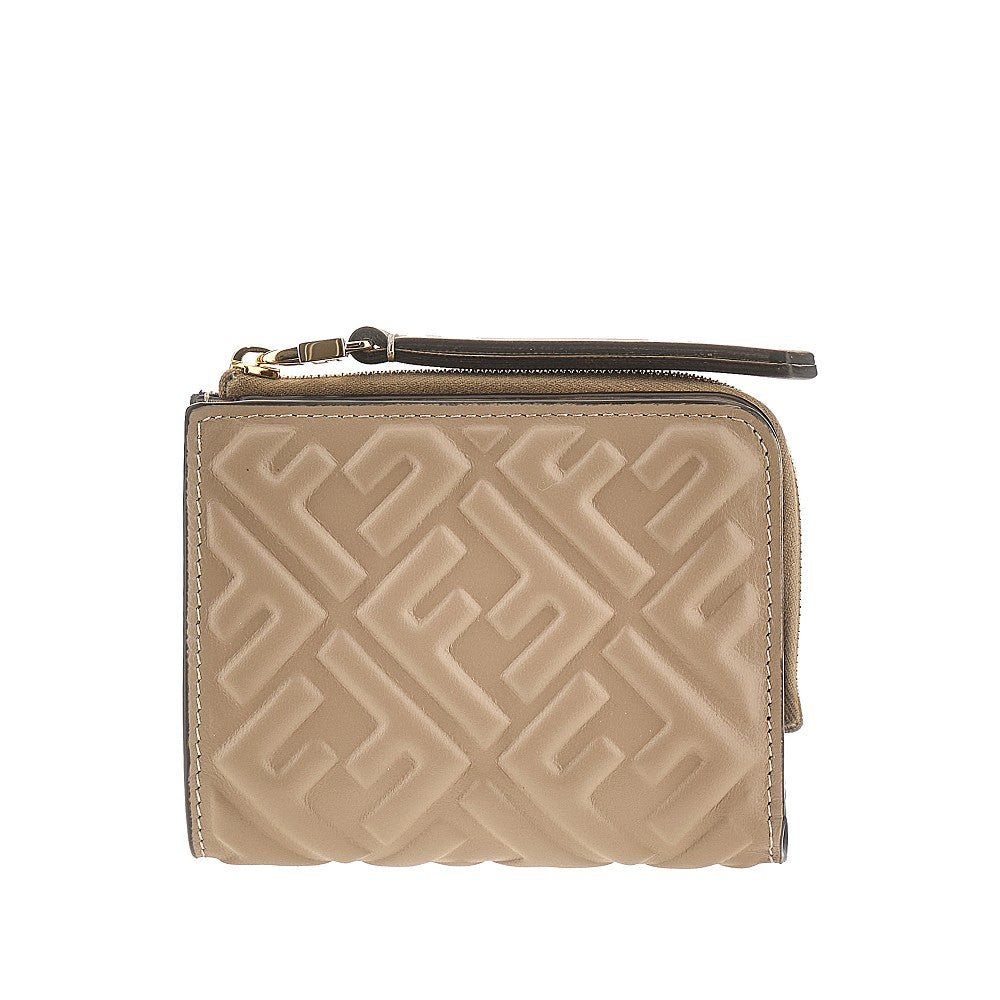 Leather bi-fold wallet with FF motif