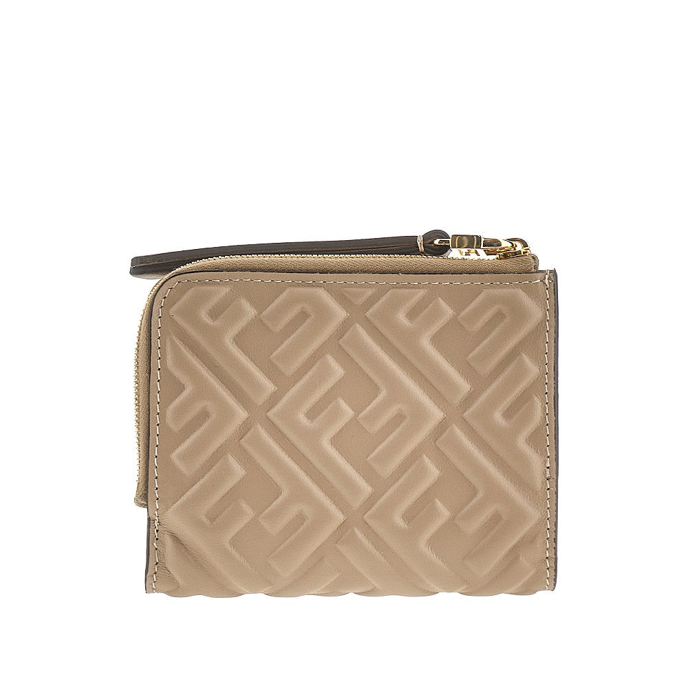 Leather bi-fold wallet with FF motif