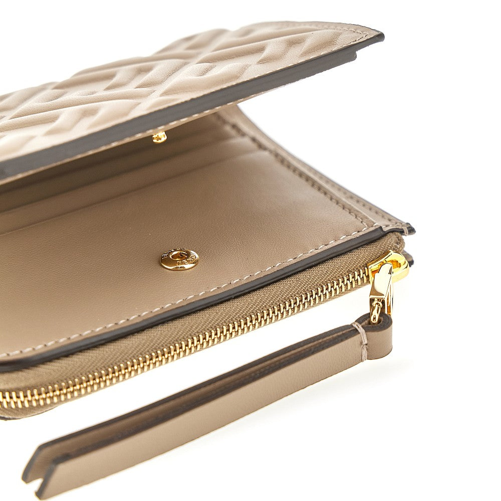 Leather bi-fold wallet with FF motif