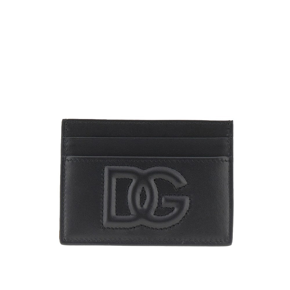 Portacarte in pelle con logo goffrato