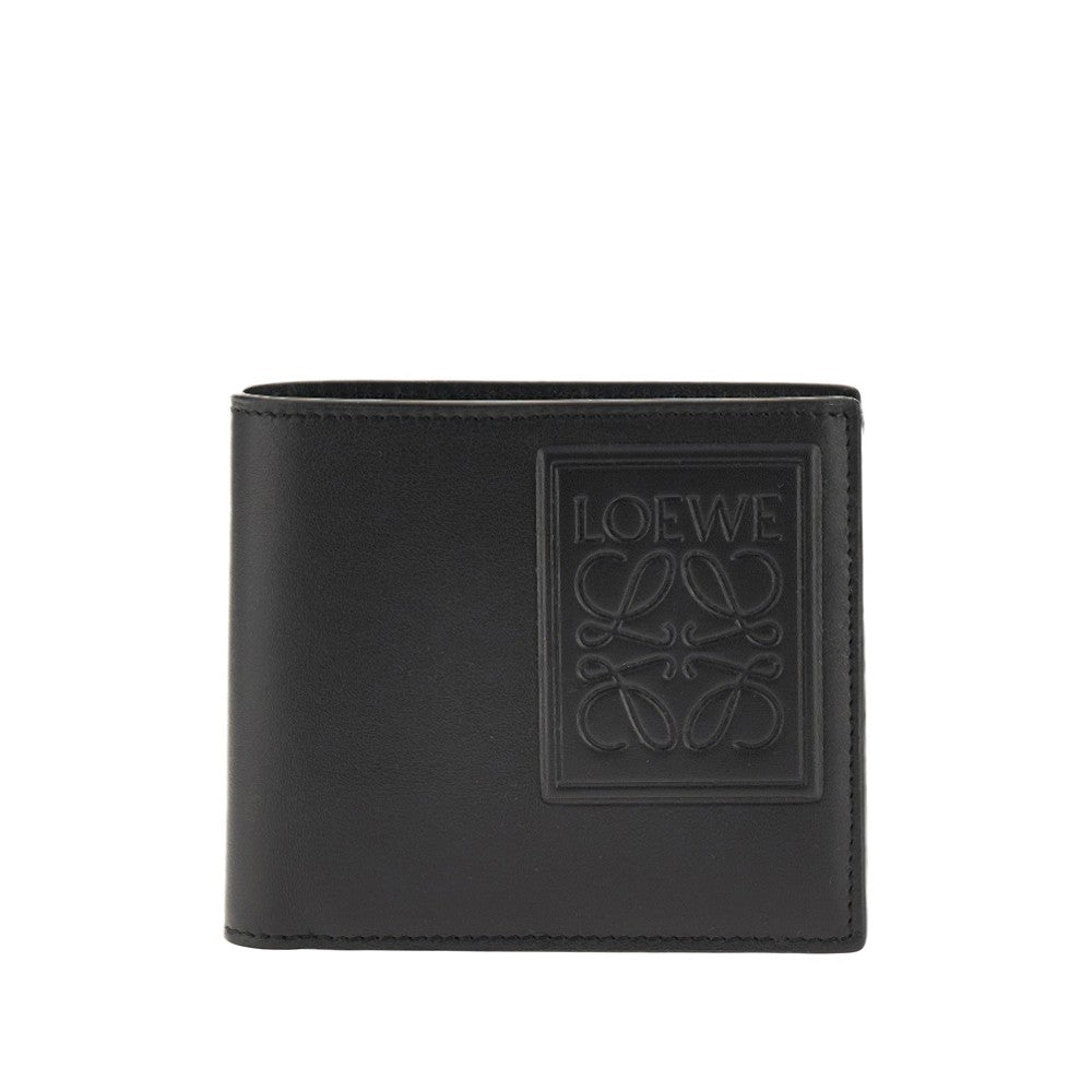 Portafoglio bi-fold con patch logo in rilievo