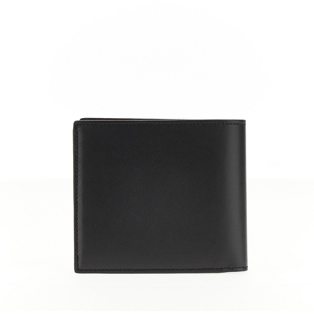 Portafoglio bi-fold con patch logo in rilievo