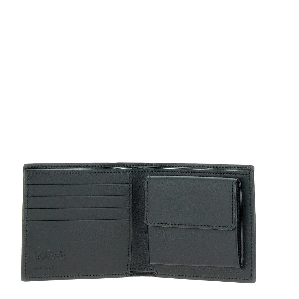 Grained leather bi-fold wallet