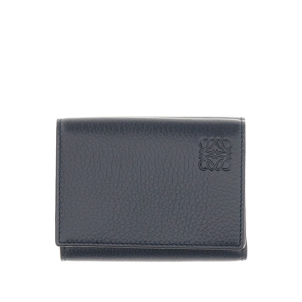 Grained leather tri-fold wallet
