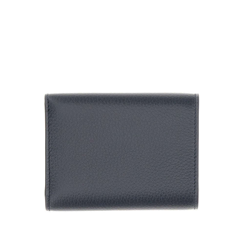 Grained leather tri-fold wallet