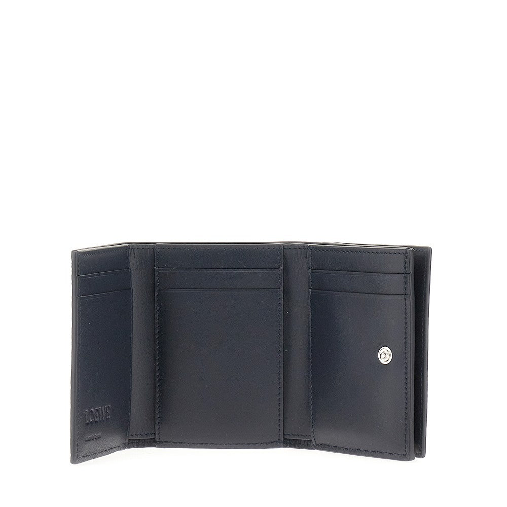 Grained leather tri-fold wallet