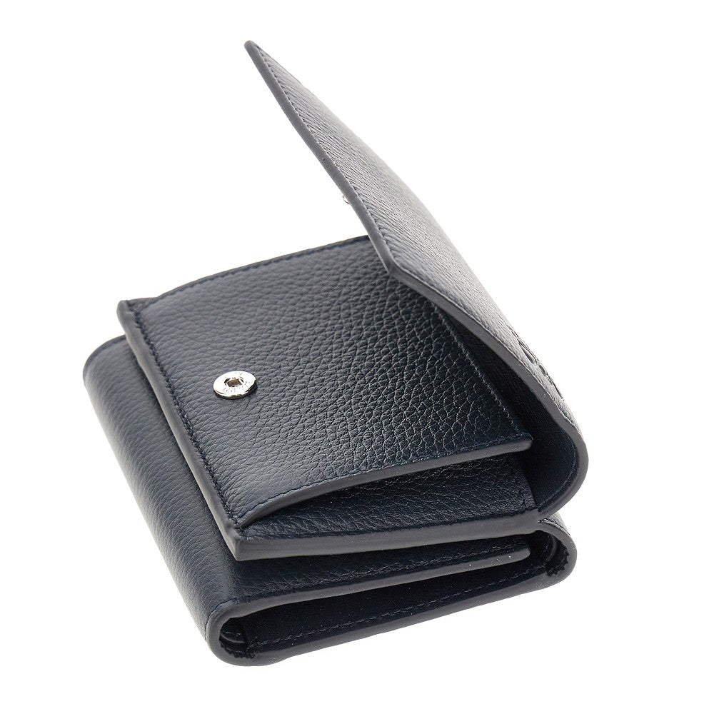Grained leather tri-fold wallet