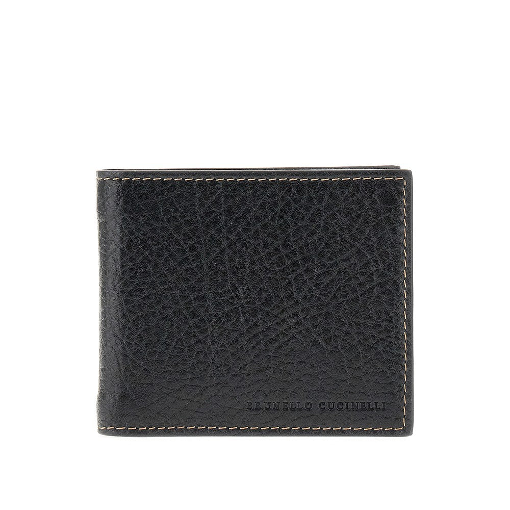 Portafoglio bi-fold in pelle martellata