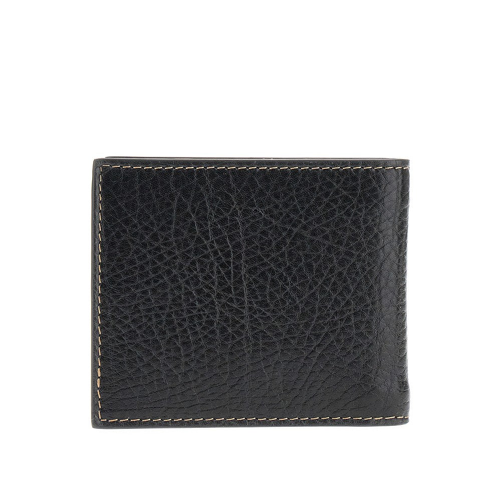 Portafoglio bi-fold in pelle martellata