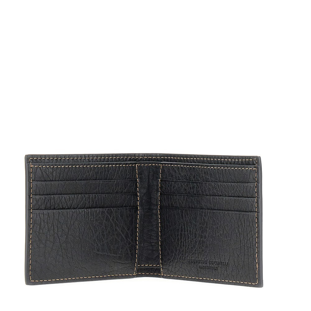 Grained leather bi-fold wallet