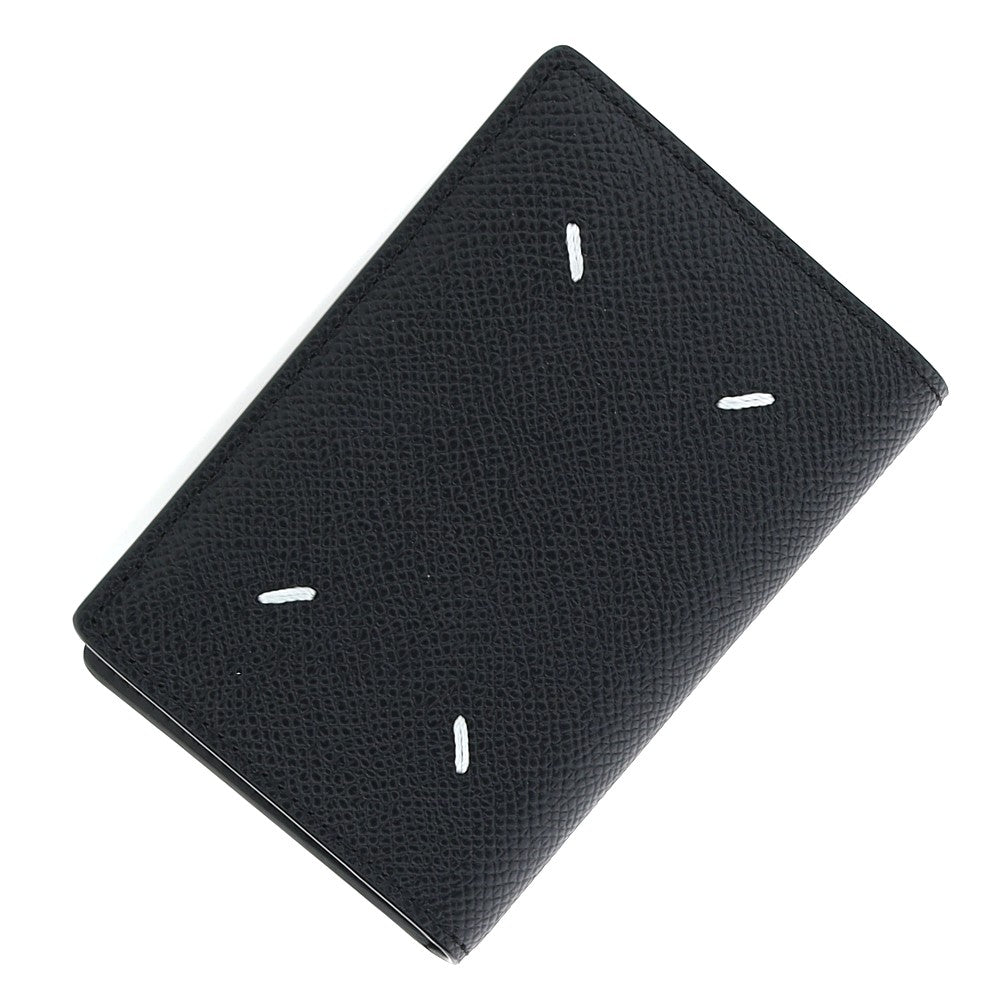 Portacarte bi-fold in pelle granata