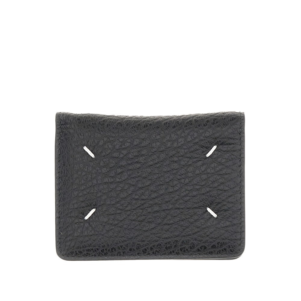 Portacarte in pelle con anello portachiavi
