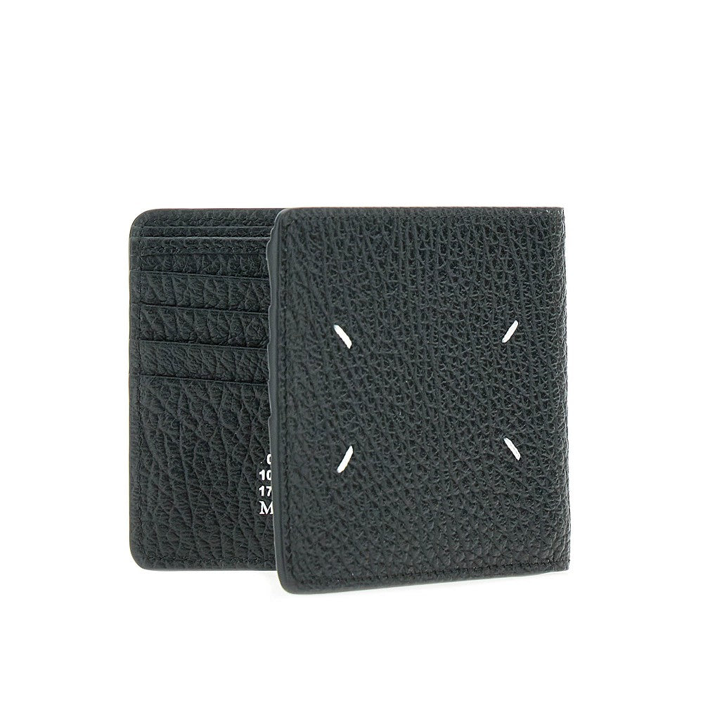 Portafoglio bi-fold in pelle martellata