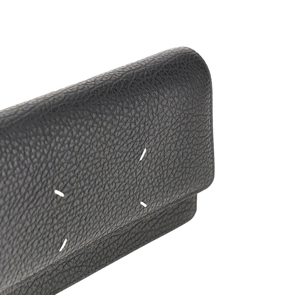 'Four Stitches' leather clutch with chain