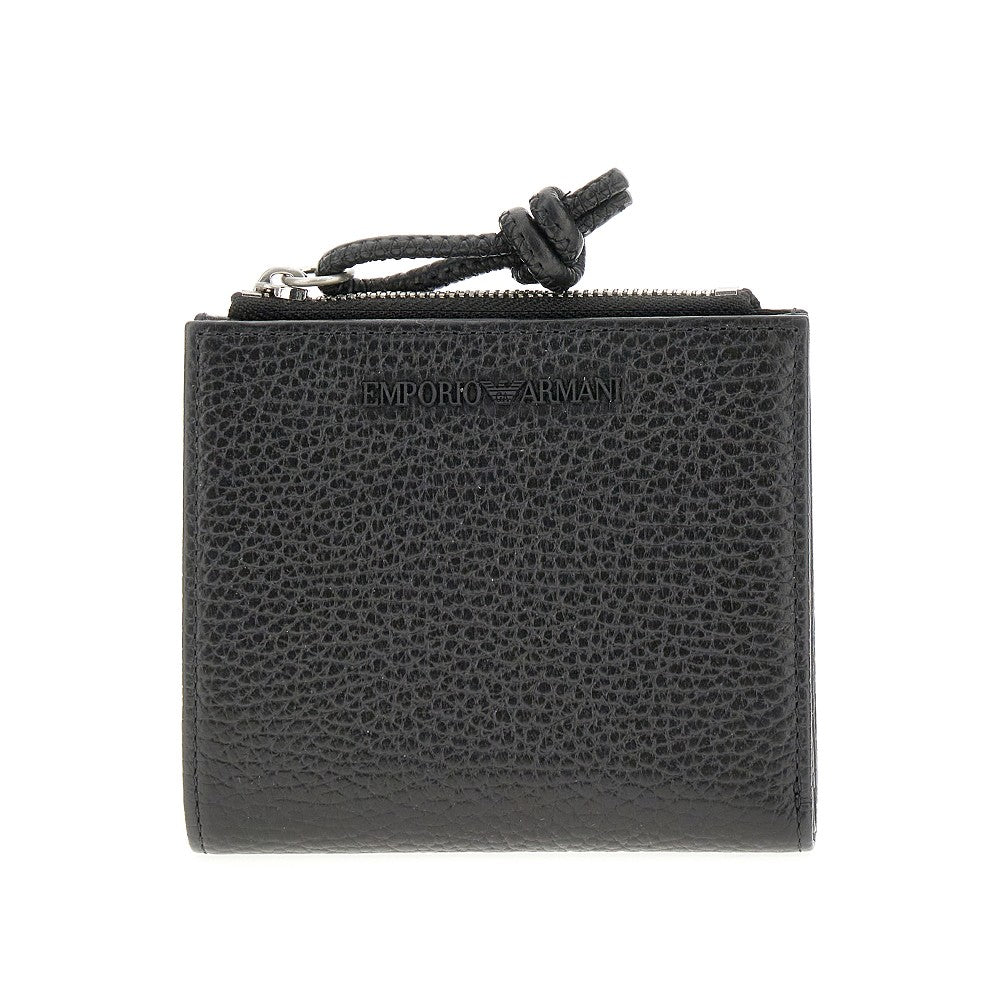 Grained leather bi-fold wallet