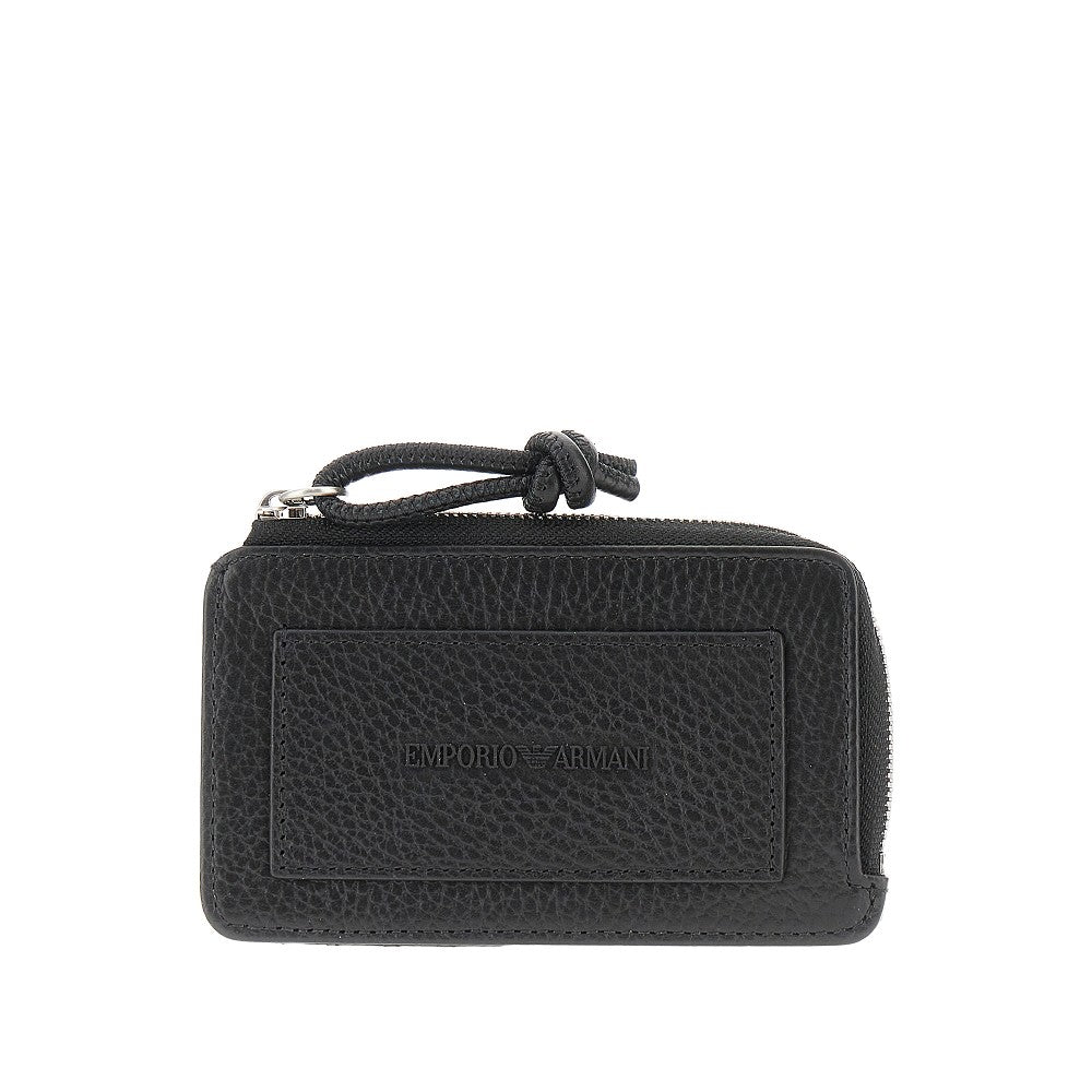 Pouch portacarte in pelle martellata