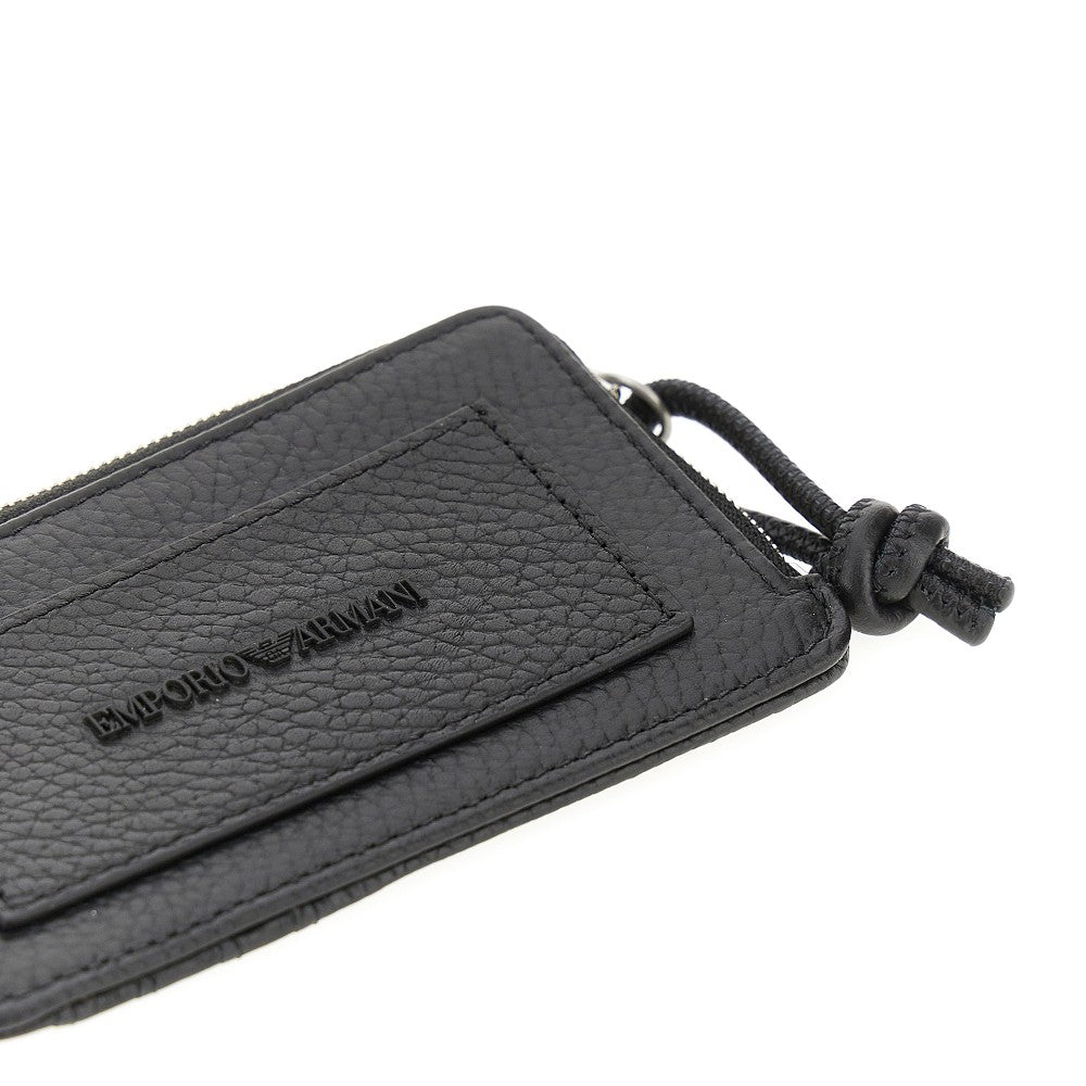 Pouch portacarte in pelle martellata