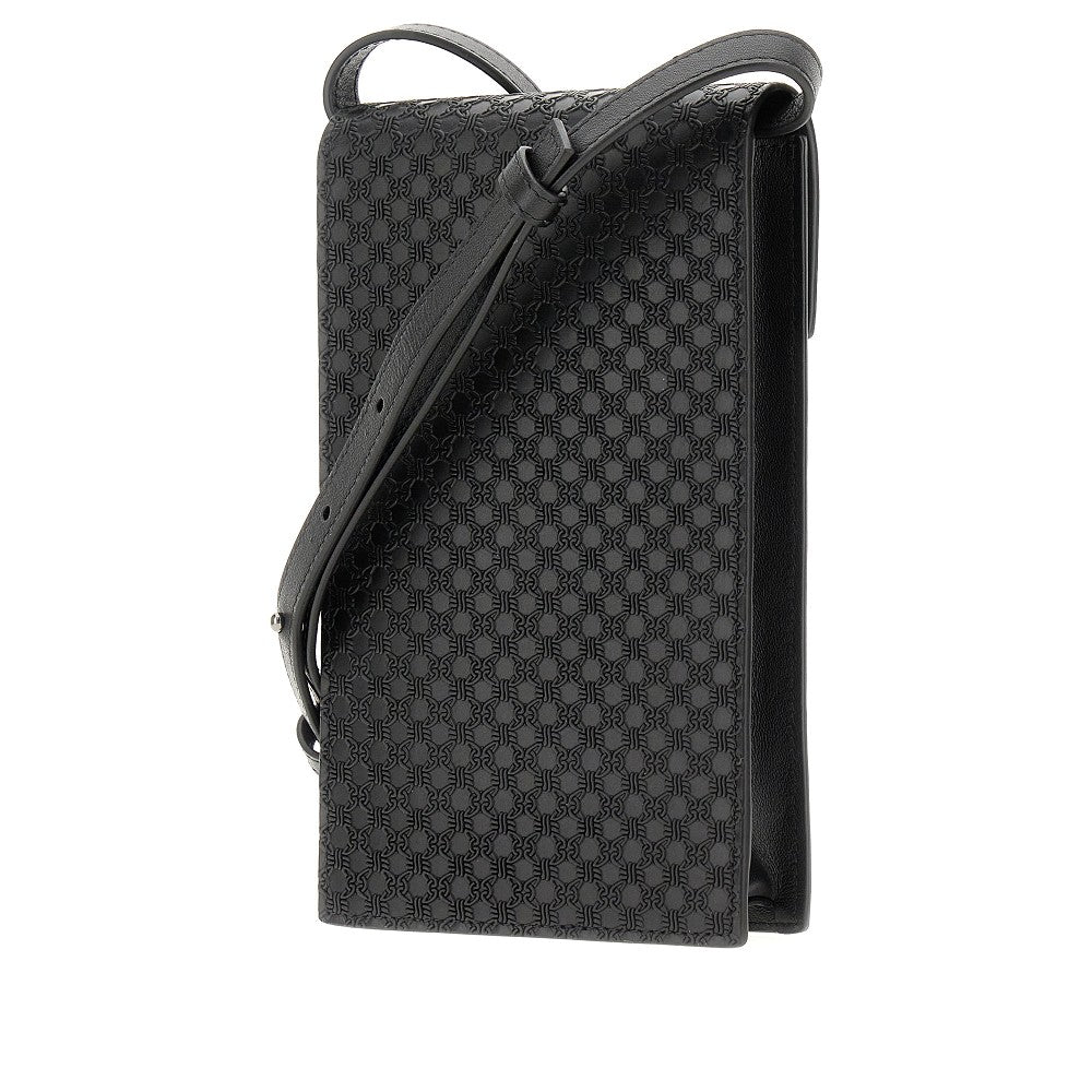 Tech case a tracolla in pelle goffrata