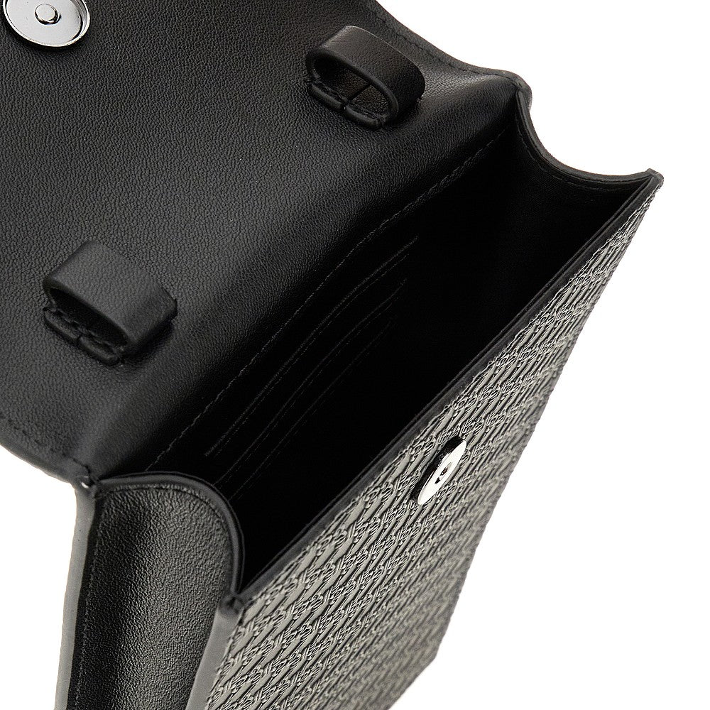 Tech case a tracolla in pelle goffrata