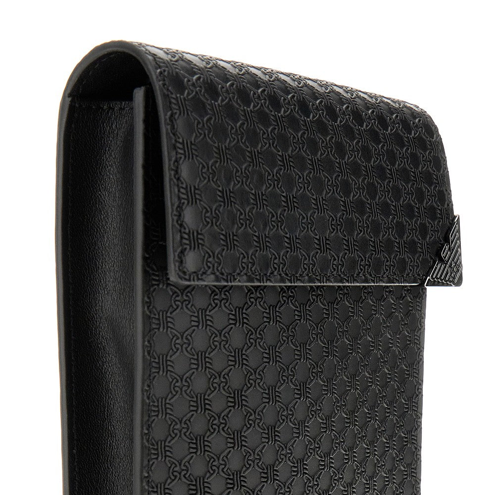 Tech case a tracolla in pelle goffrata