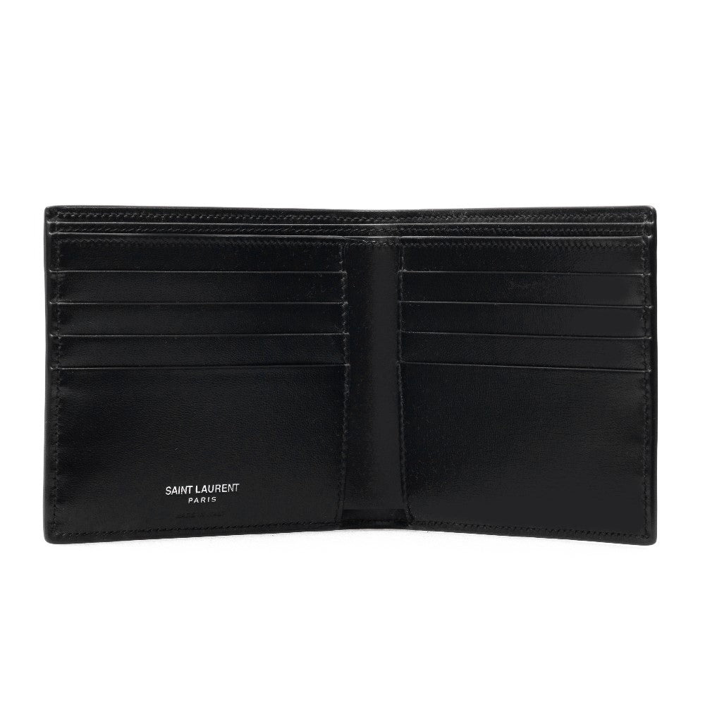 Portafoglio bi-fold in pelle liscia