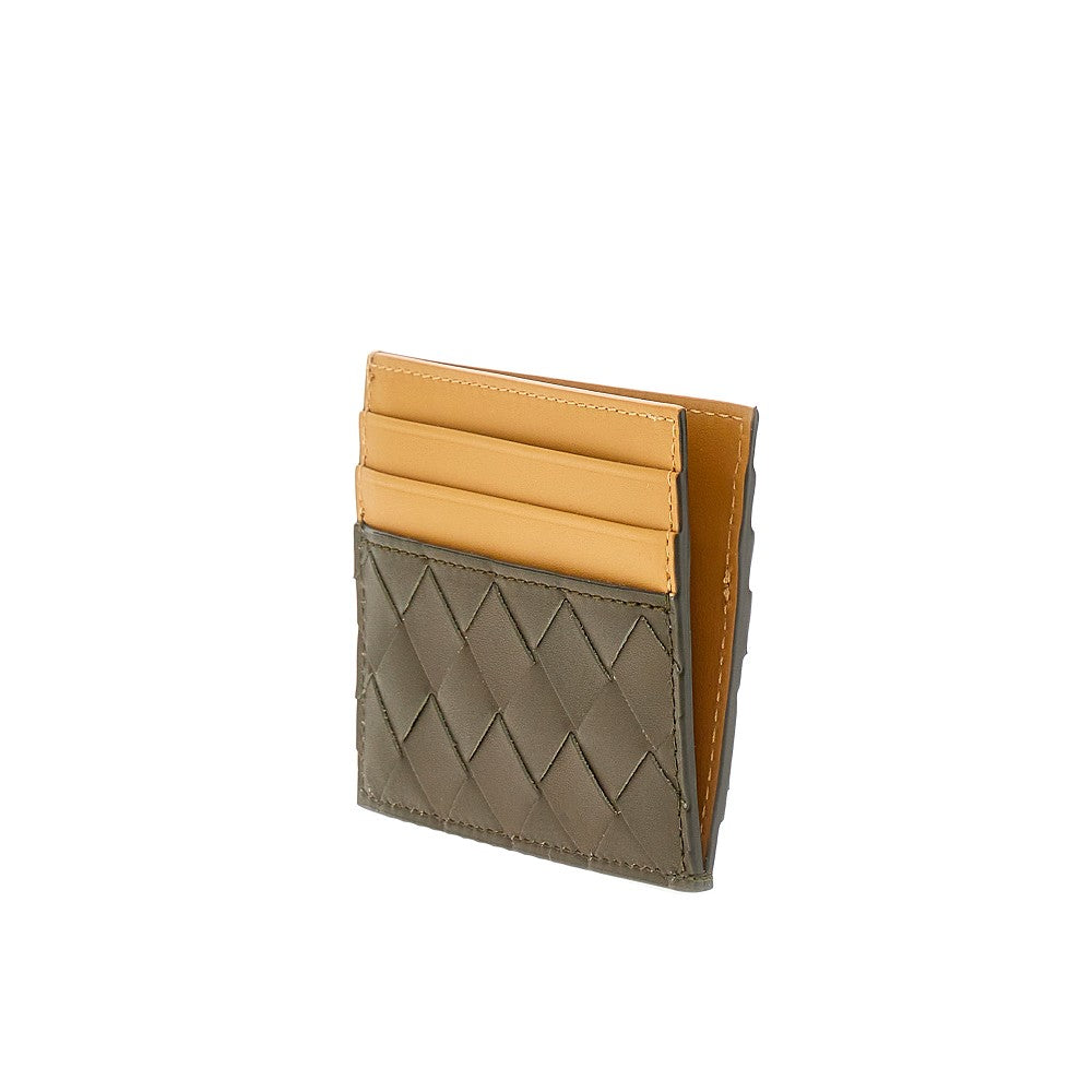 Intrecciato leather two-tone cardholder