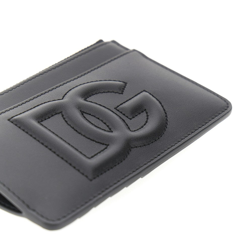 Leather cardholder pouch with embossed logo