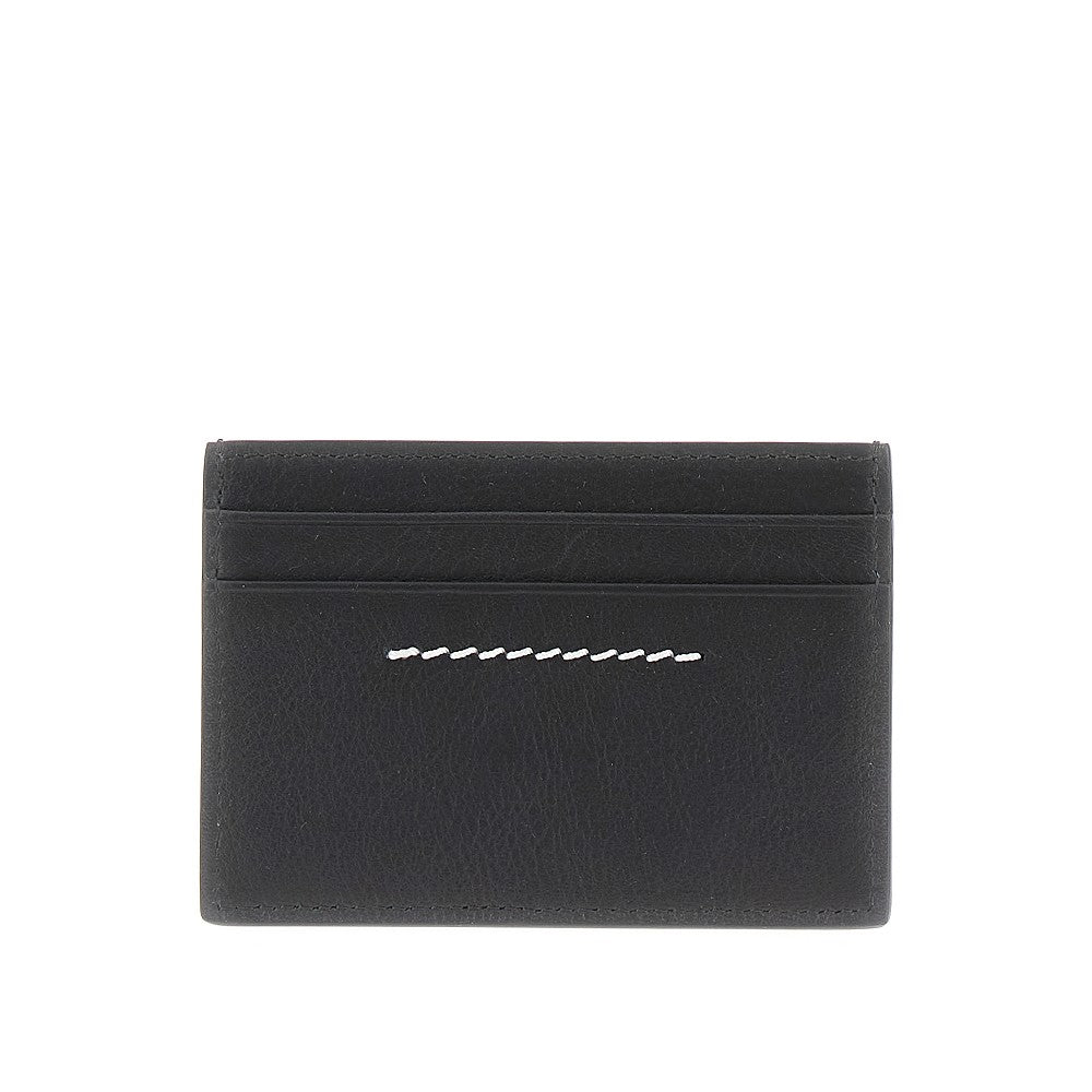 Leather cardholder with logo plate