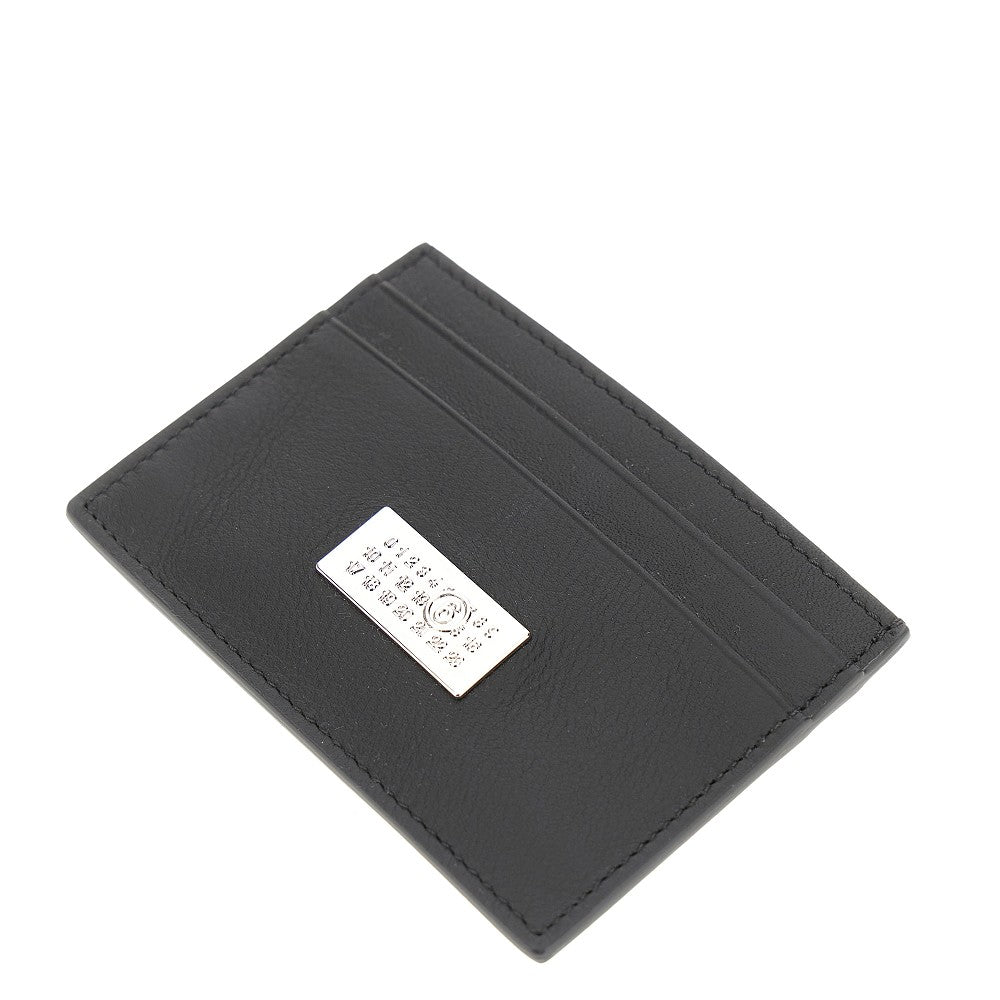 Leather cardholder with logo plate