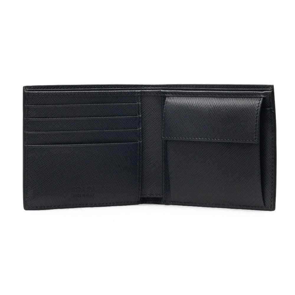 Saffiano leather wallet with triangle logo
