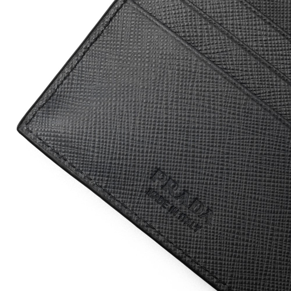 Saffiano leather wallet with triangle logo