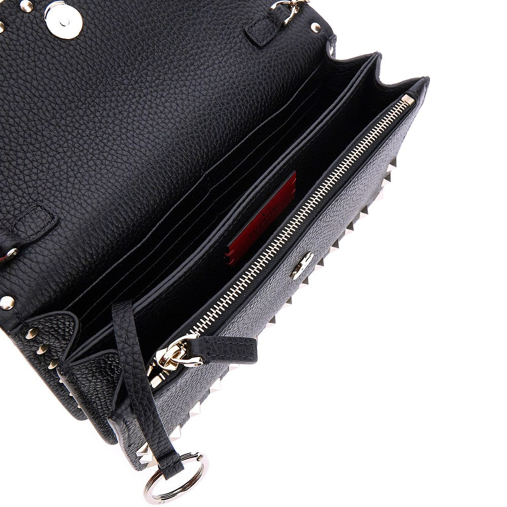 Pouch 'Rockstud' in pelle granata