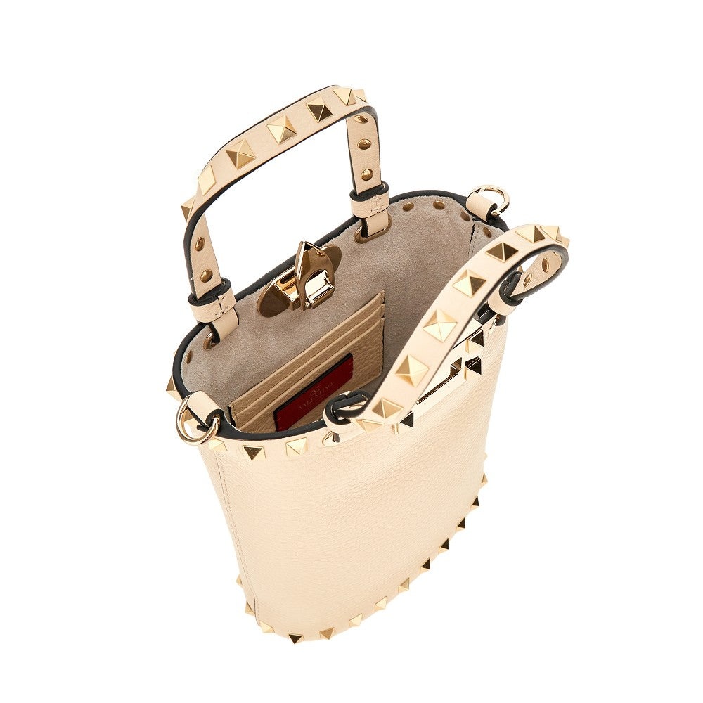 Grained leather 'Rockstud' mini tote bag