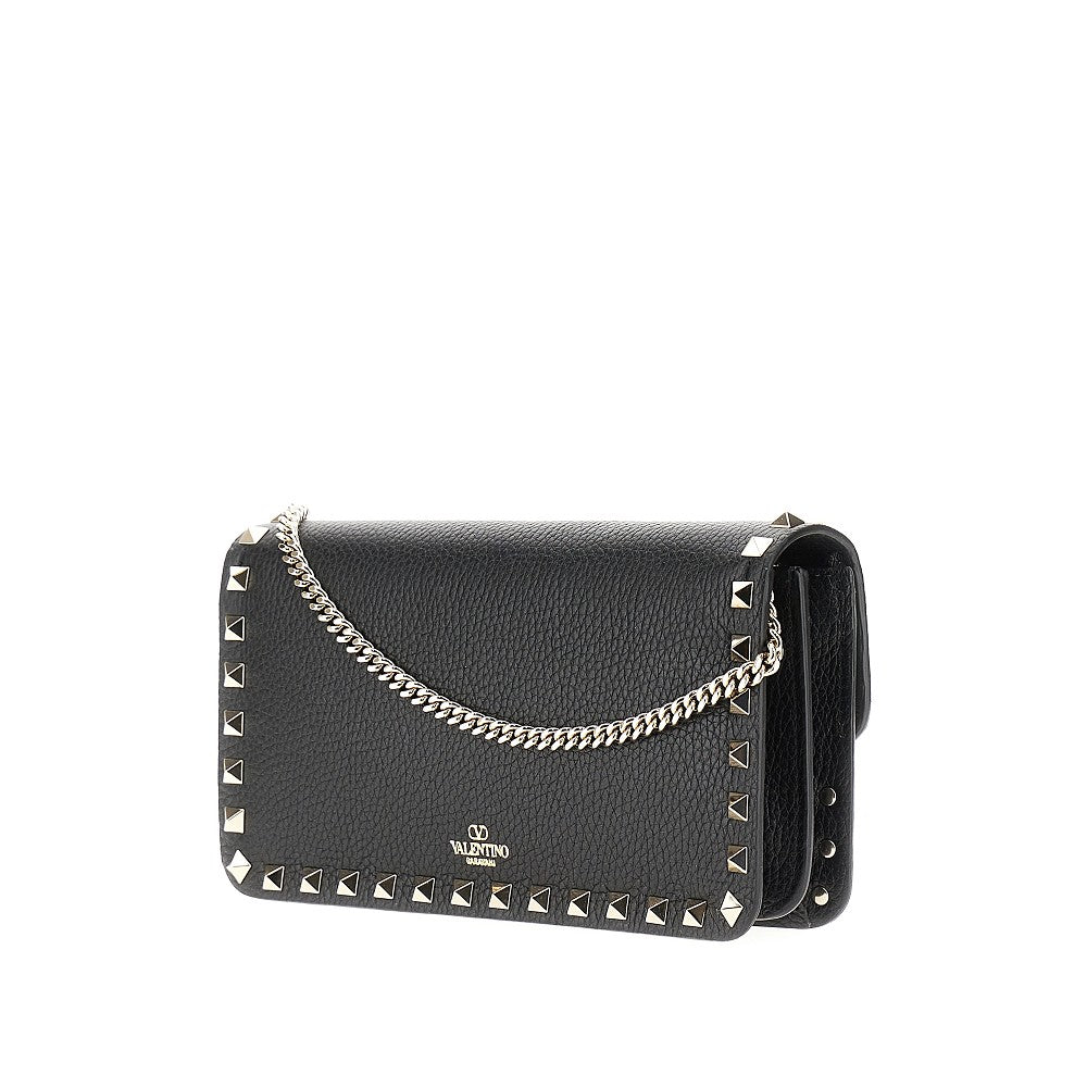 Pouch 'Rockstud' in pelle granata