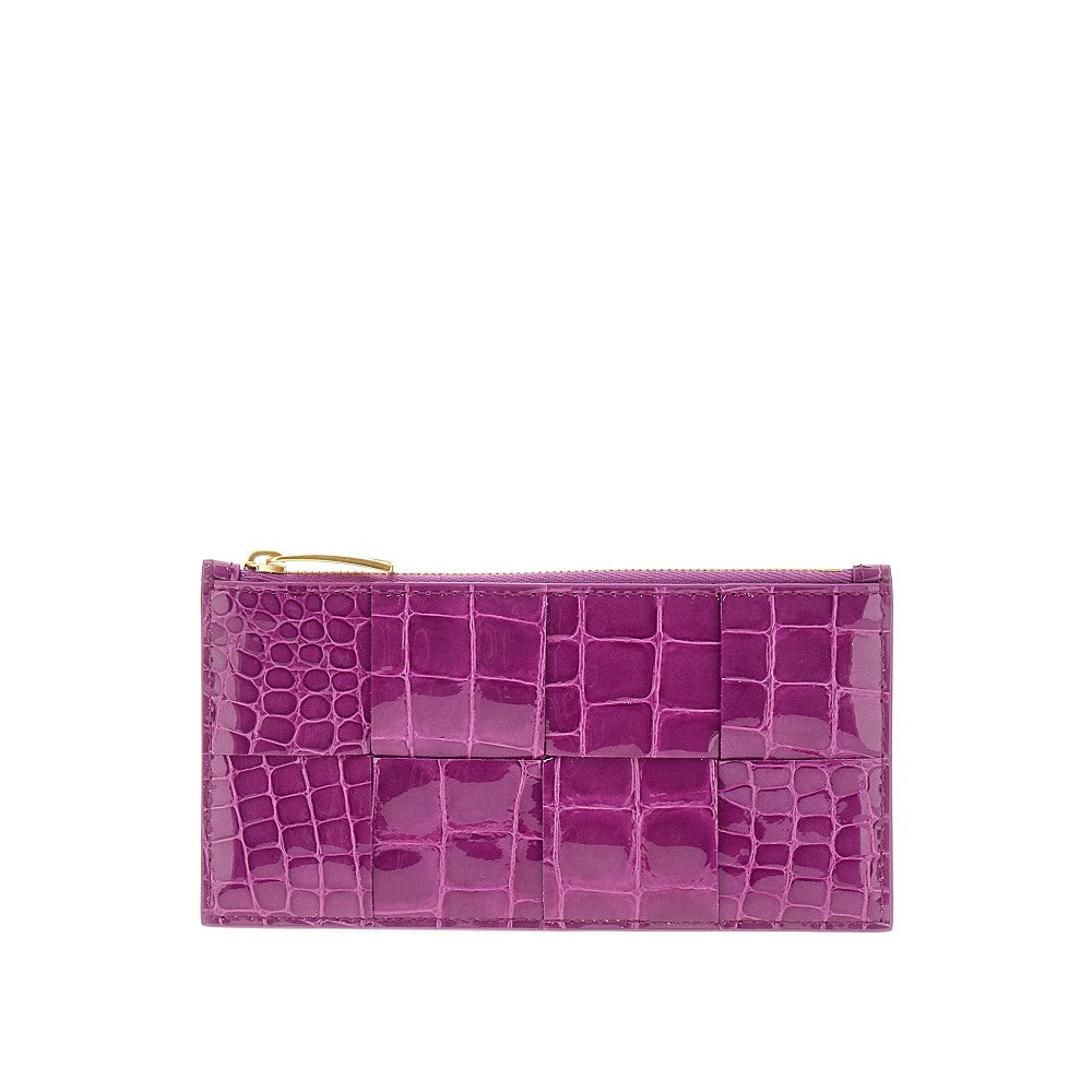 Pouch portacarte in pelle stampa coccodrillo