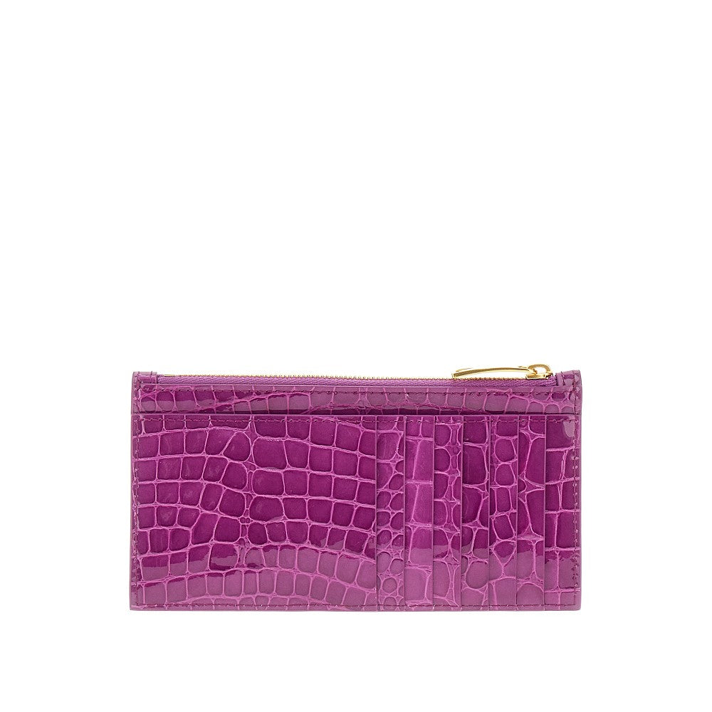 Pouch portacarte in pelle stampa coccodrillo