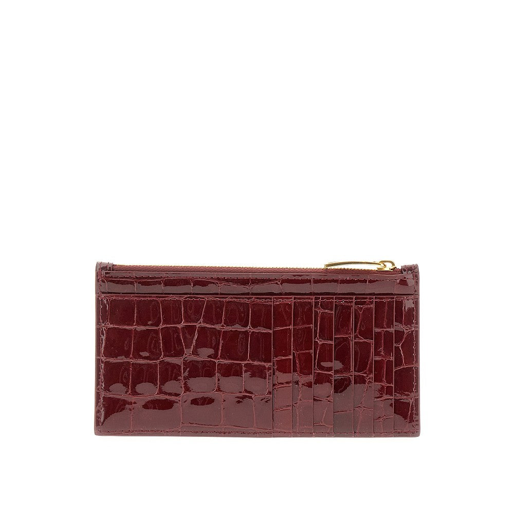 Pouch portacarte in pelle stampa coccodrillo