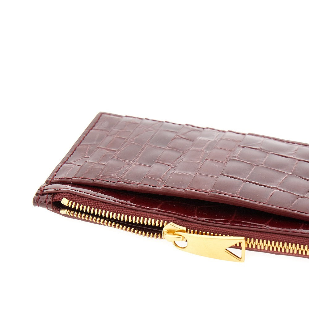 Pouch portacarte in pelle stampa coccodrillo