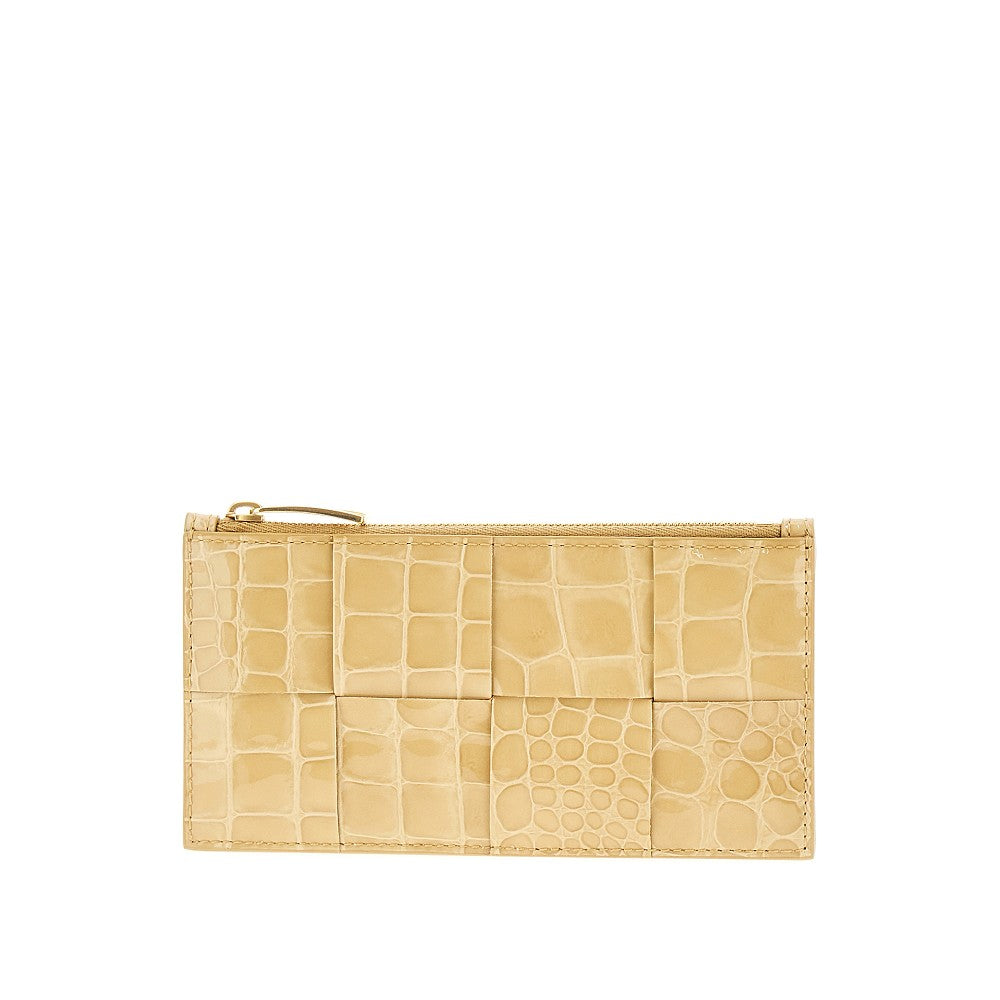 Pouch portacarte in pelle stampa coccodrillo